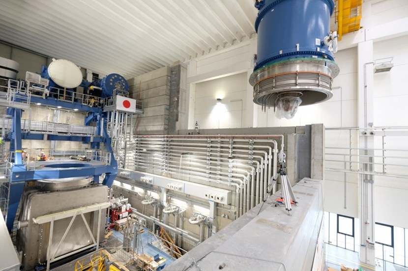 At the ITER Neutral Beam Test Facility in Padua, Italy, a 50-tonne high voltage bushing has been installed on the MITICA vacuum vessel. The bushing acts like a feedthrough between the transmission line and the injector. (Click to view larger version...)