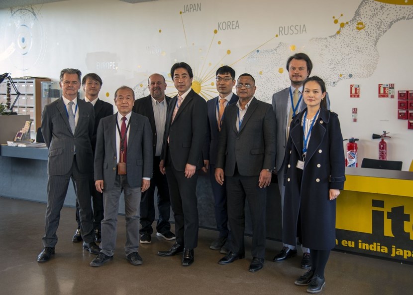 From left to right: Ciarán Spillane (EU); Hiroki Fujino (assistant to the FAB chair); Luo Delong, Deputy-Director-General, ITER Organization; James Gotchie (USA); Daisaku Koyanagi (FAB Chair, Japan); SeungMin Shin (Korea); Sandeep Oke (India); Alexander Zagornov (Russia); and Shanshan Lu (China). (Click to view larger version...)