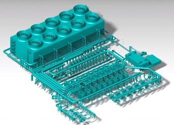 ITER est une machine expérimentale qui ne fonctionnera pas de manière continue, et la chaleur récupérée ne sera pas convertie en électricité. L'eau de refroidissement sera conduite vers un système de rejet thermique performant avec dix cellules de refroidissement. (Click to view larger version...)