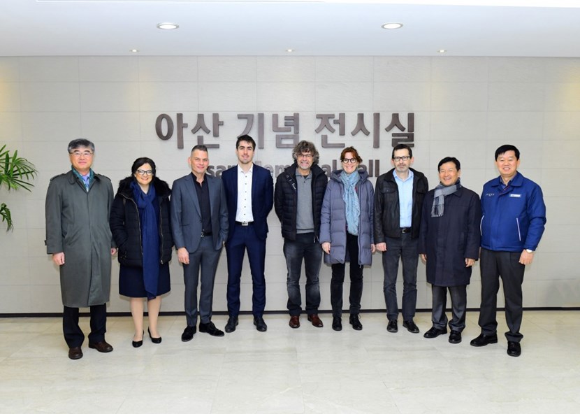 At Hyundai Heavy Industries, the ASN inspectors, (pictured here with ITER Organization safety team and personnel from the Korean Domestic Agency and Hyundai Heavy Industries) focused on both organizational and technical aspects of the component's fabrication. They were satisfied with what they observed. (Click to view larger version...)
