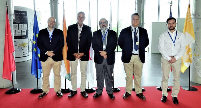 A delegation from IFMIF-DONES was at ITER on 18 July 2023. The delegation met with ITER Director-General Pietro Barabaschi (second from left) and ITER Science Division head Alberto Loarte (second from right). Centre: IFMIF-DONES Director Angel Ibarra. (Click to view larger version...)