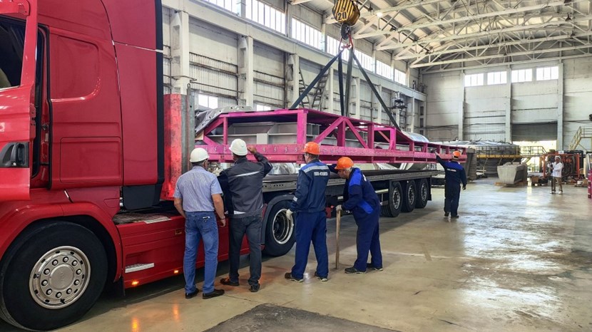 A large 20-tonne frame has left its manufacturing facility in Bryansk, Russia, for shipment to ITER. The metal structure will be integrated as part of the first test stand that will test vacuum vessel port plugs before their installation on the ITER machine. (Click to view larger version...)