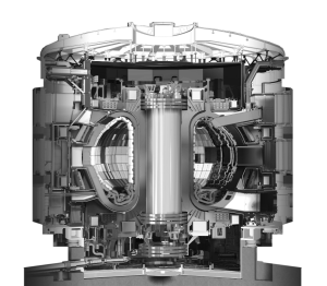 In English: Black and white illustration of the inside of the ITER tokamak. The ITER reactor is one of the most ambitious energy projects in the world today. En Français: Illustration en noir et blanc de la machine ITER. Le réacteur ITER est l'un des projets du monde de l'énergie le plus ambitieux au monde.